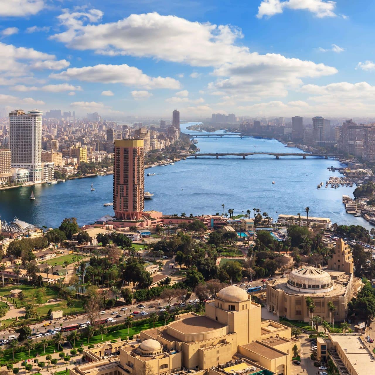 aerial view of the Nile rivel in Cairo